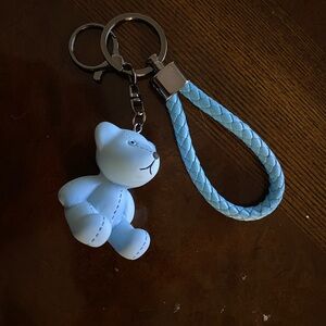 Blue Bear Keychain with Braided Strap